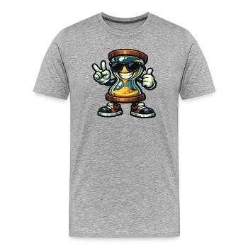 Sanduhr mit Sonnenbrillen-Vibes - Männer Premium Bio T-Shirt - Grau meliert - Vorne - Damien (186cm)