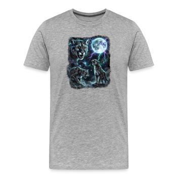 Animaux sauvages vintage Wildcat Moon Lightning Rétro Animaux sauvages - T-shirt bio Premium Homme - gris chiné - Devant - Damien (186cm)