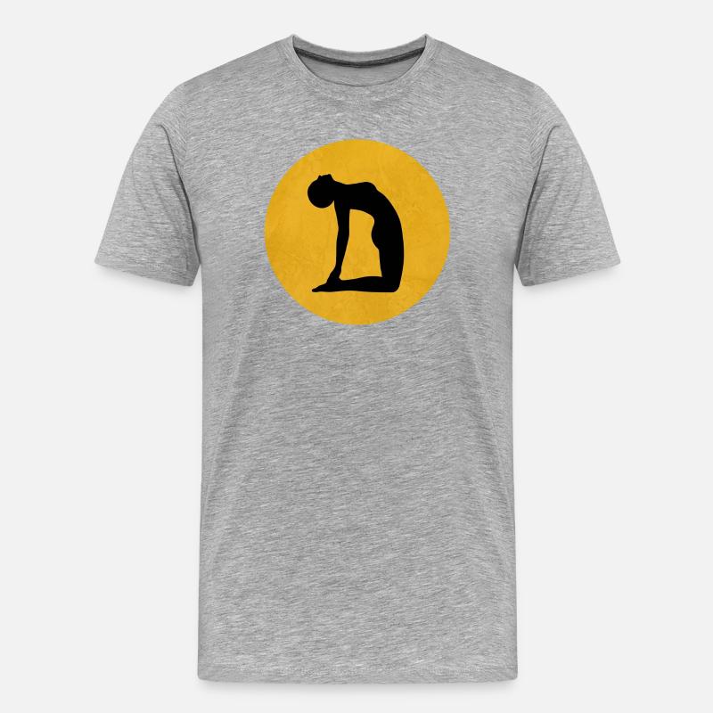 Kamel Yoga Pose Silhouette Sonne Design - Männer Premium Bio T-Shirt - Grau meliert