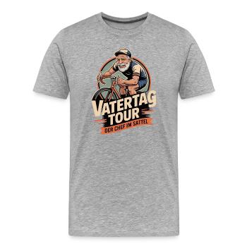 Fahrrad Papa Vatertag Geschenk Chef im Sattel 2026 - Männer Premium Bio T-Shirt - Grau meliert - Vorne - Damien (186cm)