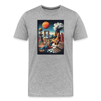 Surreal Planetarium Cityscape - Men's Premium Organic T-Shirt - heather grey - Front - Damien (186cm)