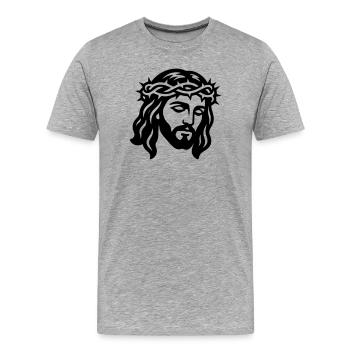 Jésus-Christ Head - T-shirt bio Premium Homme - gris chiné - Devant - Damien (186cm)