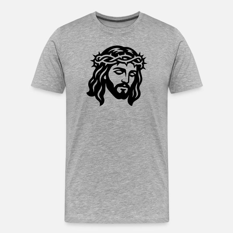 Jesus Christus Kopf - Männer Premium Bio T-Shirt - Grau meliert