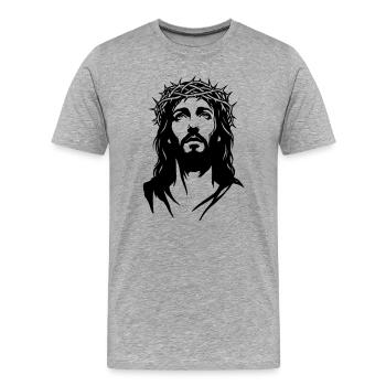 Silhouette de Jésus-Christ - T-shirt bio Premium Homme - gris chiné - Devant - Damien (186cm)