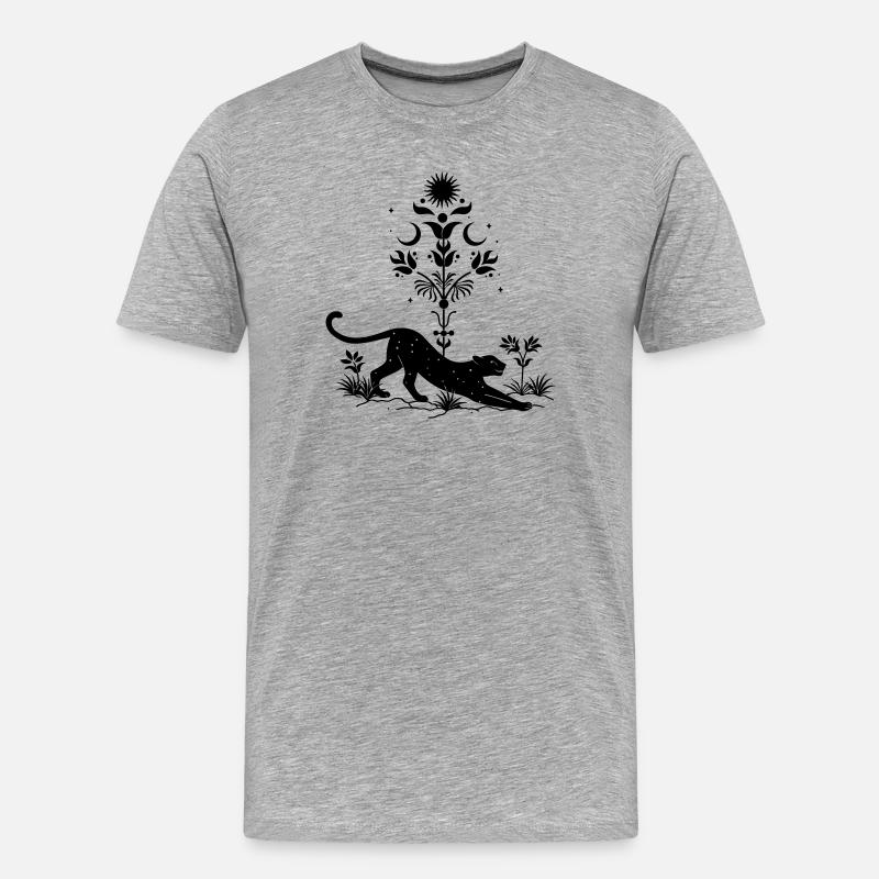 Cosmic Leopard Boho - Männer Premium Bio T-Shirt - Grau meliert