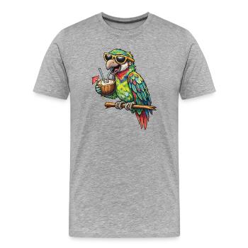 Tropischer Papagei mit Kokosdrin - T-shirt bio Premium Homme - gris chiné - Devant - Damien (186cm)