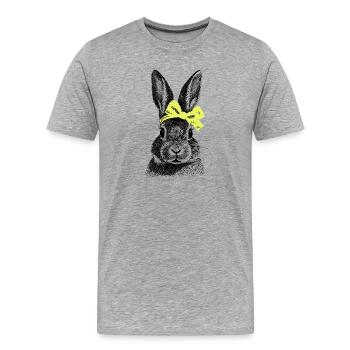 Häschen mit Schleife - Männer Premium Bio T-Shirt - Grau meliert - Vorne - Damien (186cm)