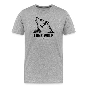 Lone Wolf Heulender Wolf Wolfskopf Design - Männer Premium Bio T-Shirt - Grau meliert - Vorne - Damien (186cm)