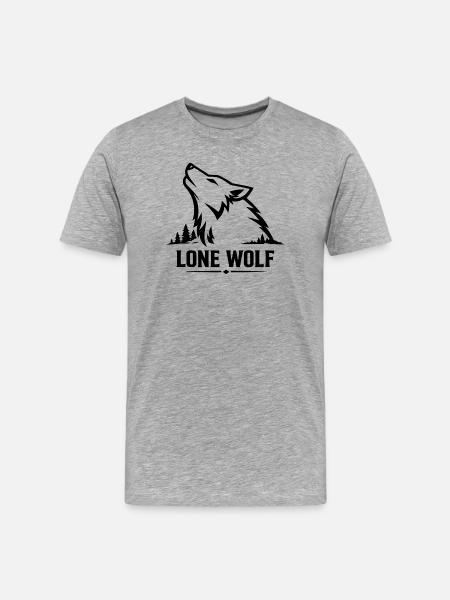 Lone Wolf Heulender Wolf Wolfskopf Design - Männer Premium Bio T-Shirt - Grau meliert