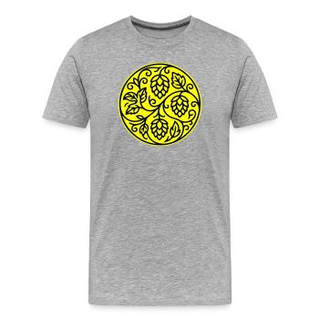 Symbole du houblon orge malt - T-shirt bio Premium Homme - gris chiné - Devant - Damien (186cm)
