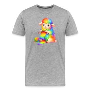 Cute Rainbow Sheep Knitting - Men's Premium Organic T-Shirt - heather grey - Front - Damien (186cm)