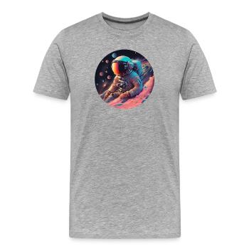 Astronaute dans le cosmos néon - T-shirt bio Premium Homme - gris chiné - Devant - Damien (186cm)