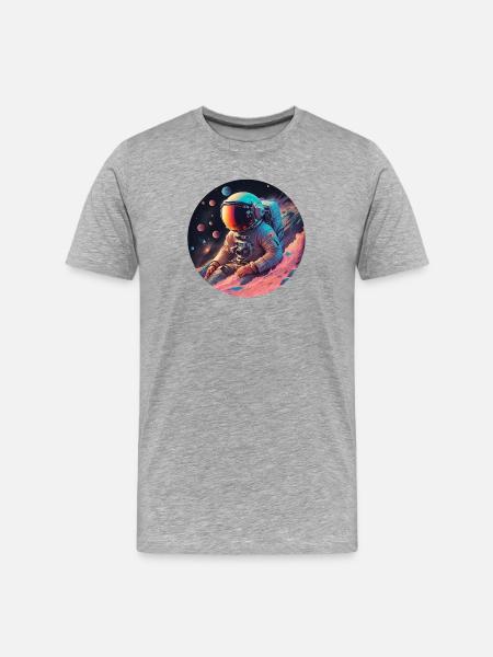 Astronaut in Neon Cosmos - Men's Premium Organic T-Shirt - heather grey
