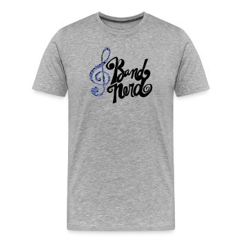 Clé de sol indigo mosaïque - T-shirt bio Premium Homme - gris chiné - Devant - Damien (186cm)