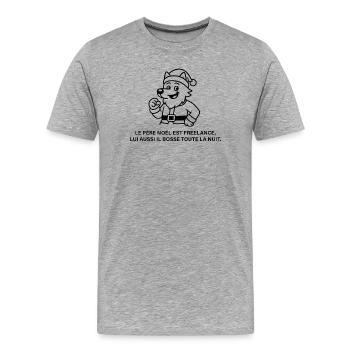Pere Noel Freelance Festif - T-shirt bio Premium Homme - gris chiné - Devant - Damien (186cm)
