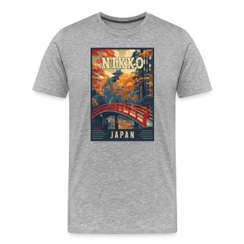 Découvrez la tranquillité de Nikko au Japon - T-shirt bio Premium Homme - gris chiné - Devant - Damien (186cm)