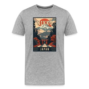 Découvrez la tranquillité de Nikko au Japon - T-shirt bio Premium Homme - gris chiné - Devant - Damien (186cm)