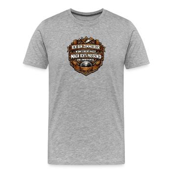Ich bin Zimmerer Spruch Holz - Männer Premium Bio T-Shirt - Grau meliert - Vorne - Damien (186cm)