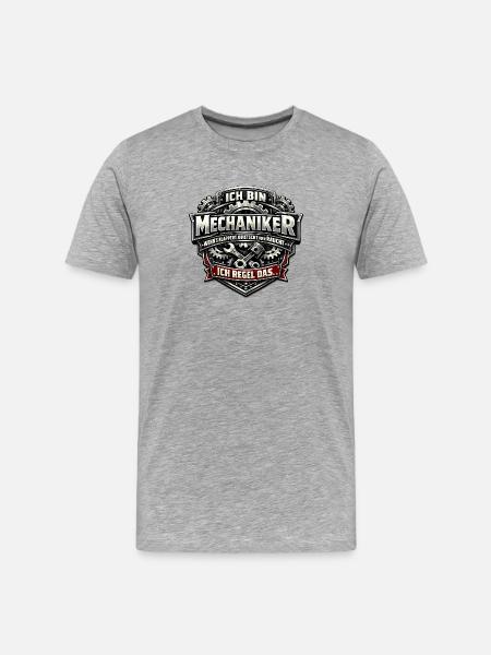 Ich bin Mechaniker Logo - Männer Premium Bio T-Shirt - Grau meliert