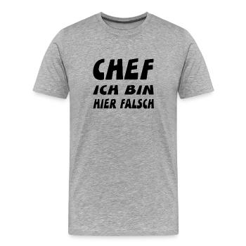 Chef - Männer Premium Bio T-Shirt - Grau meliert - Vorne - Damien (186cm)