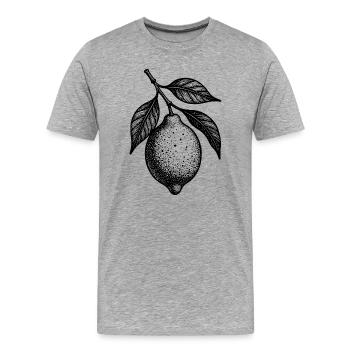 Illustration: Zitronenhängende gepunktete Textur - Männer Premium Bio T-Shirt - Grau meliert - Vorne - Damien (186cm)