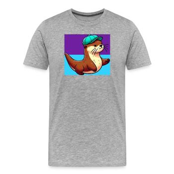 Otter - Männer Premium Bio T-Shirt - Grau meliert - Vorne - Damien (186cm)