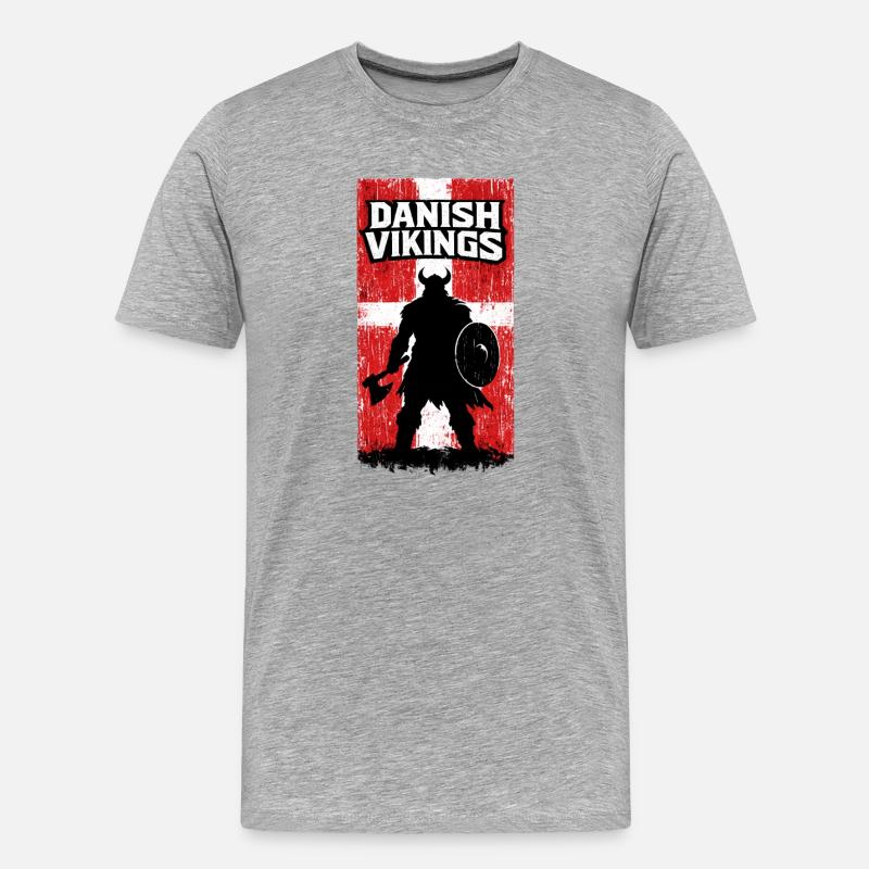 Dänische Wikinger – Wikingerkrieger-Dänische Flagge - Männer Premium Bio T-Shirt - Grau meliert
