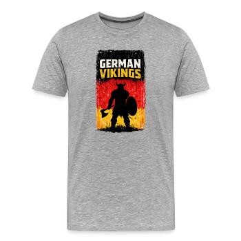 Deutsche Wikinger – Wikingerkrieger-Deutschland-Flagge - Männer Premium Bio T-Shirt - Grau meliert - Vorne - Damien (186cm)