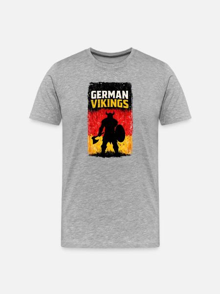 Deutsche Wikinger – Wikingerkrieger-Deutschland-Flagge - Männer Premium Bio T-Shirt - Grau meliert