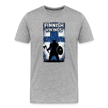 Finnische Wikinger – Flagge des Wikingerkriegers Finnlands - Männer Premium Bio T-Shirt - Grau meliert - Vorne - Damien (186cm)
