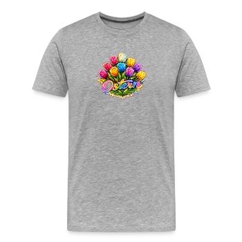 Ostern Tulpen Neonzauber - Männer Premium Bio T-Shirt - Grau meliert - Vorne - Damien (186cm)