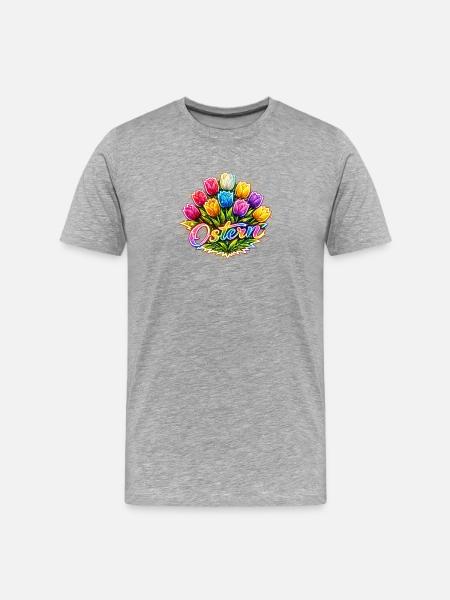 Ostern Tulpen Neonzauber - Männer Premium Bio T-Shirt - Grau meliert