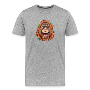 Humor Orang-outan Rieur - T-shirt bio Premium Homme - gris chiné - Devant - Damien (186cm)
