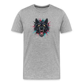 Éclaboussure de peinture néon Wolfhead - T-shirt bio Premium Homme - gris chiné - Devant - Damien (186cm)