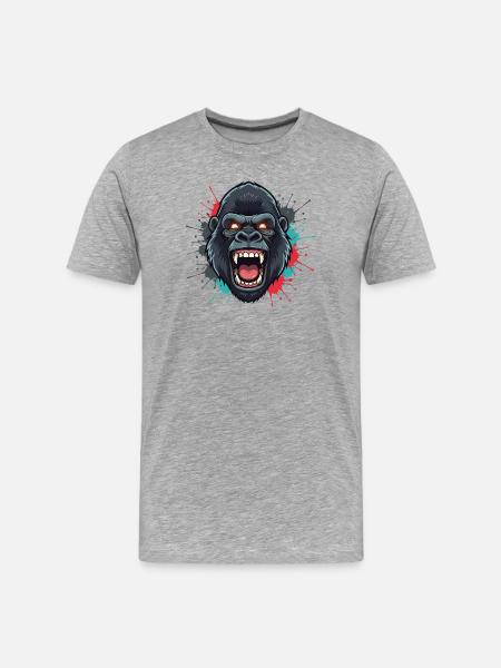 Ape Roar Farbexplosion - Männer Premium Bio T-Shirt - Grau meliert