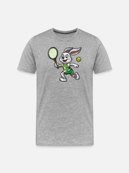 Hoppel Tennis Aufschlagheld - Männer Premium Bio T-Shirt - Grau meliert