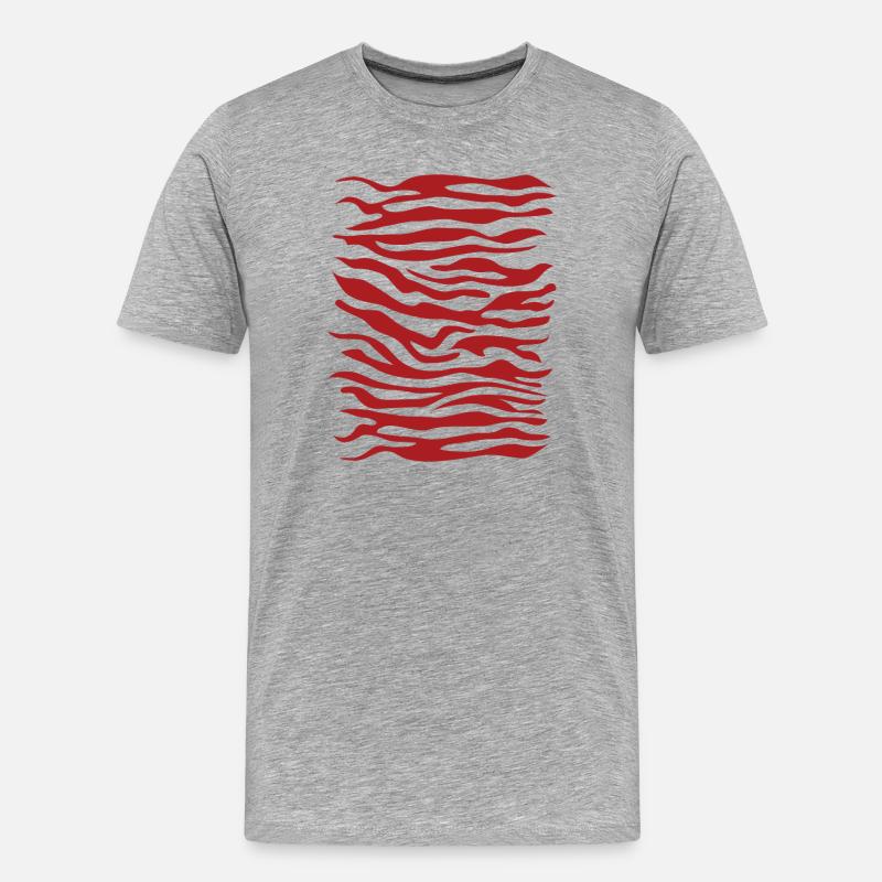 Zebra Muster rot - Männer Premium Bio T-Shirt - Grau meliert