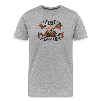Allumeur de Feu Fire Starter Braise - T-shirt bio Premium Homme - gris chiné - Devant - Damien (186cm)