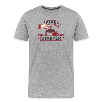 Allumeur de Feu : Maître des Braises - T-shirt bio Premium Homme - gris chiné - Devant - Damien (186cm)