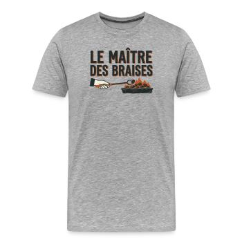 Le Maître des Braises BBQ Pitmaster - T-shirt bio Premium Homme - gris chiné - Devant - Damien (186cm)