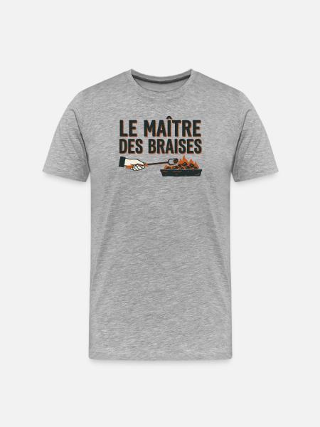 Le Maître des Braises BBQ Pitmaster - T-shirt bio Premium Homme - gris chiné