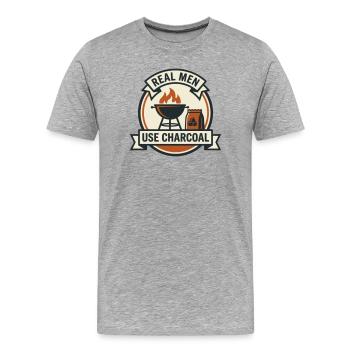 Puriste Charbon De Bois Barbecue - T-shirt bio Premium Homme - gris chiné - Devant - Damien (186cm)