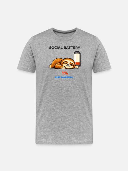 Social Battery 1% Just Napping - Men's Premium Organic T-Shirt - heather grey