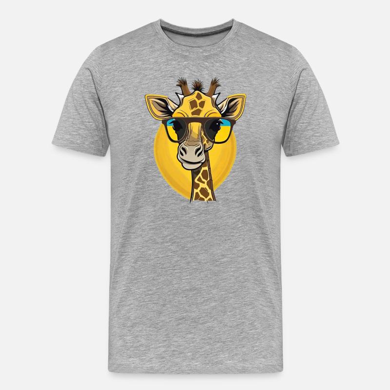 Giraffe mit Sonnenbrille Pop Art - Männer Premium Bio T-Shirt - Grau meliert