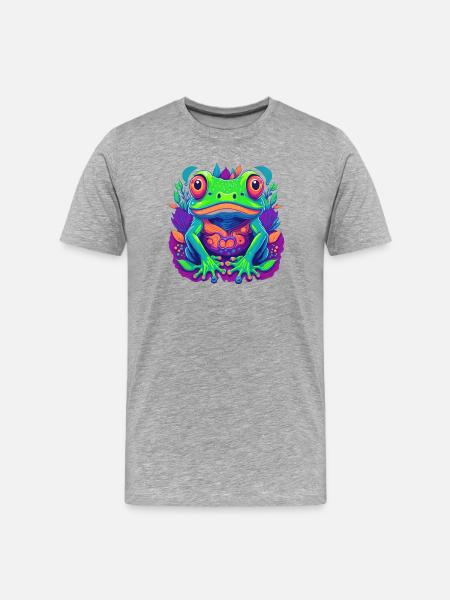 Farbenfroher Frosch Pop Art - Männer Premium Bio T-Shirt - Grau meliert