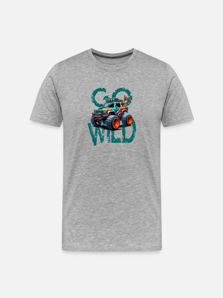 Off Road Monster Truck Abenteuer - Männer Premium Bio T-Shirt - Grau meliert