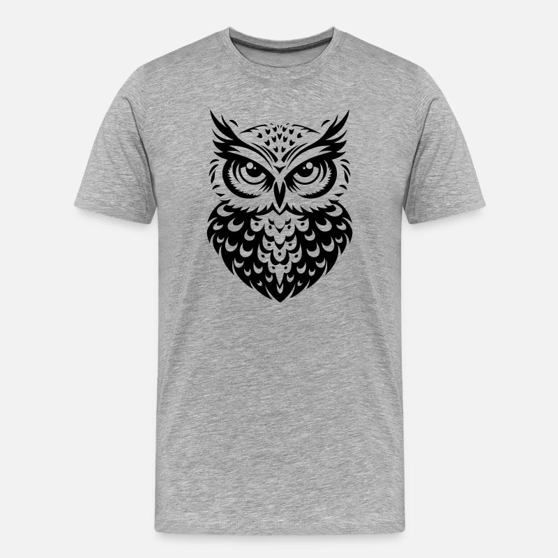 Eule - Männer Premium Bio T-Shirt - Grau meliert