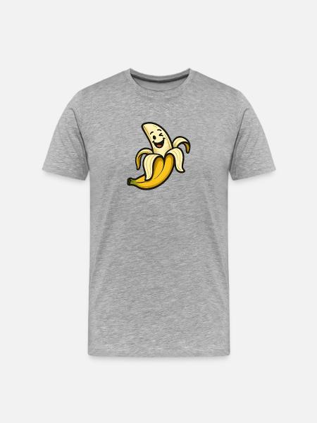 Funny Smiling Banana - Men's Premium Organic T-Shirt - heather grey