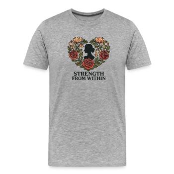 Stärke Von Innen: Rosenherz Silhouette - Männer Premium Bio T-Shirt - Grau meliert - Vorne - Damien (186cm)