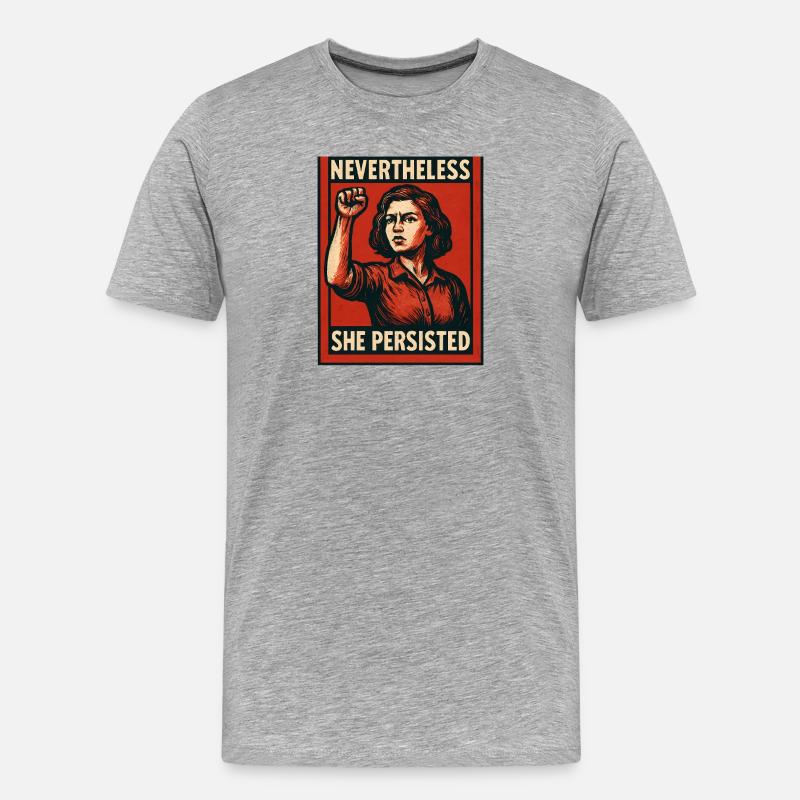 Dennoch Sie Hielt Durch Poster - Männer Premium Bio T-Shirt - Grau meliert